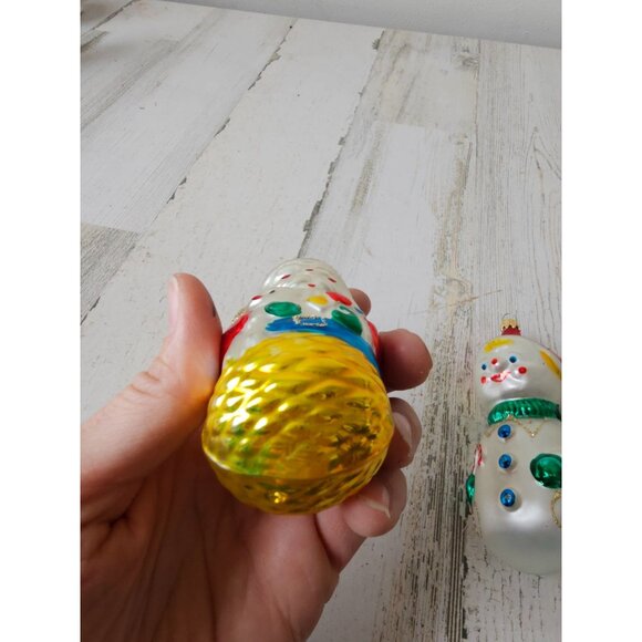 Vintage Columbia snowman Santa glass ornament presents Xmas tree set - Picture 7 of 13